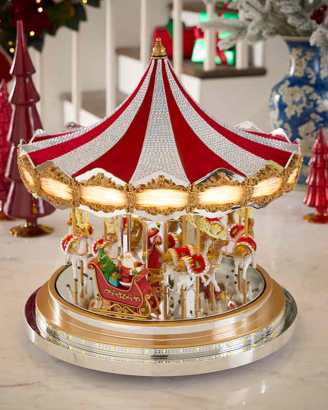 Swarovski Carousel with Silver Metallic Base Christmas Decoration